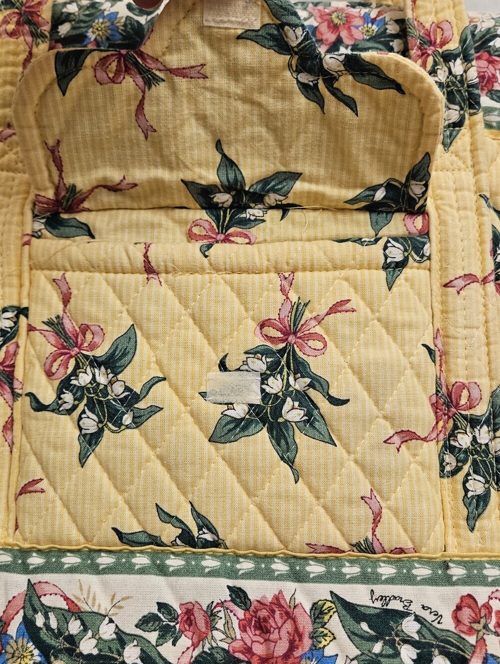 Vera Bradley Villager Hope Lily of the Valley Yellow Quilted Floral Tote Bag Vtg - Picture 8 of 16